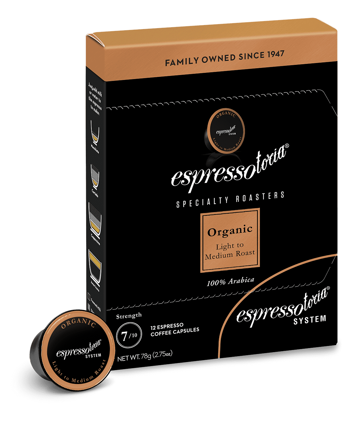 Espressotoria Organic Coffee Pod Capsules, 12count