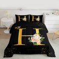 thumbnail image 2 of Homewish Teens Initial Letter H Bedding Comforter Set, Watercolor Flower Floral Twin Comforter Sets, Romantic Monogrammed Reversible Bedding Set, Luxury Bedroom Decor, 2pcs, 2 of 8