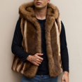 thumbnail image 2 of Zysthvn Faux Fur Men's Vests Casual Fall Open Front Mens Jackets Solid Hooded Warm Outerwear, 2 of 10