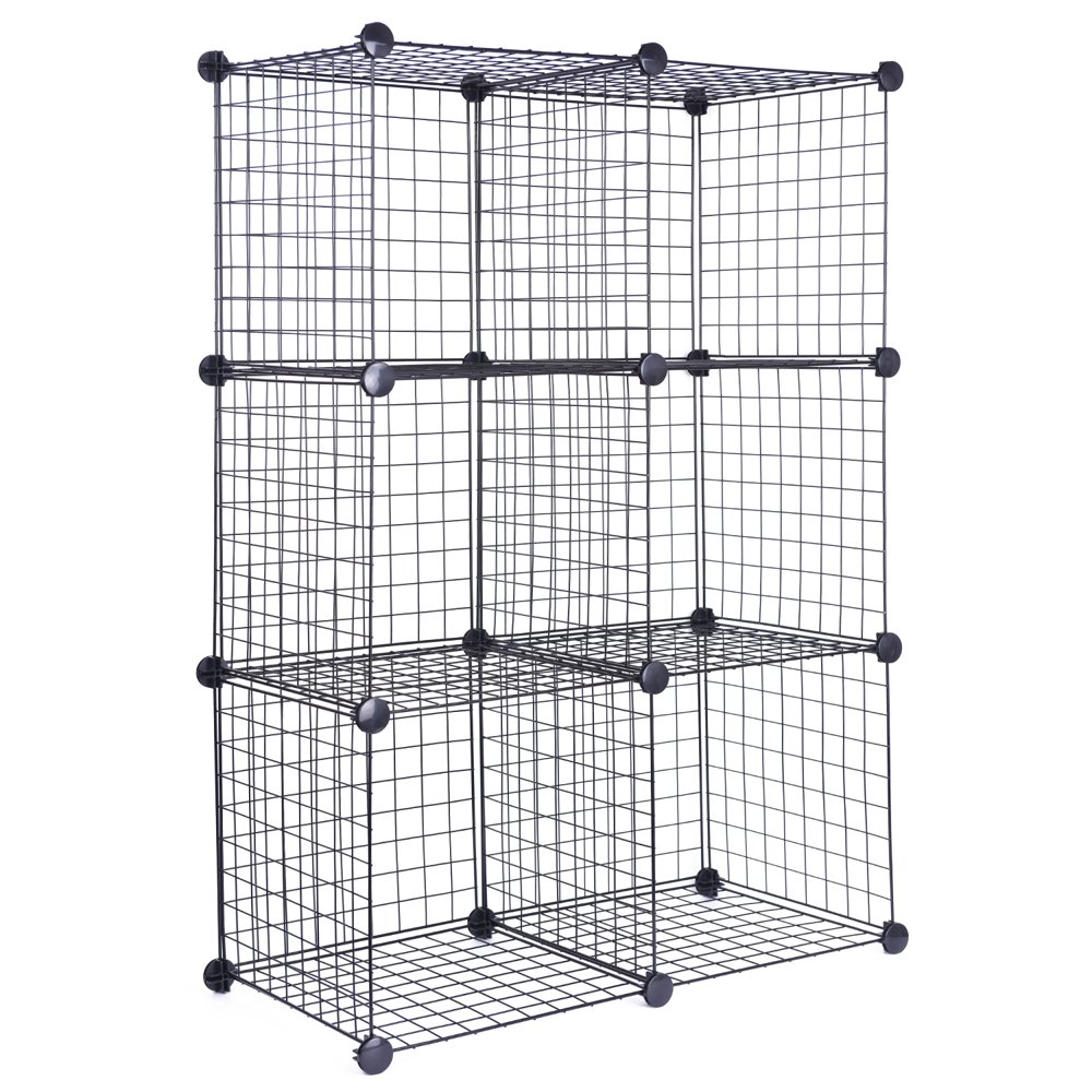 J.S. Hanger Black Wire Storage Cubes, Set of 6, Clothes Organizer
