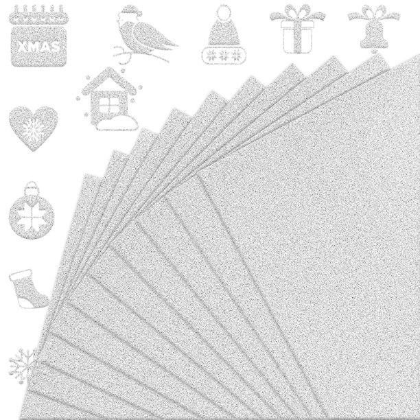 FEILIBAY 20 Hojas de Papel de Cartulina con Purpurina Plateada Tamaño A4 Papel con Purpurina para Manualidades Decoraciones de Fiestas de Cumpleaños y Bodas Embalaje de Cajas de Regalo y Otros Proyect