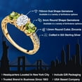 thumbnail image 2 of Gem Stone King 18K Yellow Gold Plated Silver Green Peridot Ring Set with Moissanite (2.12 Cttw) (Size 7), 2 of 6