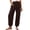Brown, variant on Womens Baggy Wide Leg Pants Casual Elastic Waisted Palazzo Harem Pants with Pockets Gray,XL