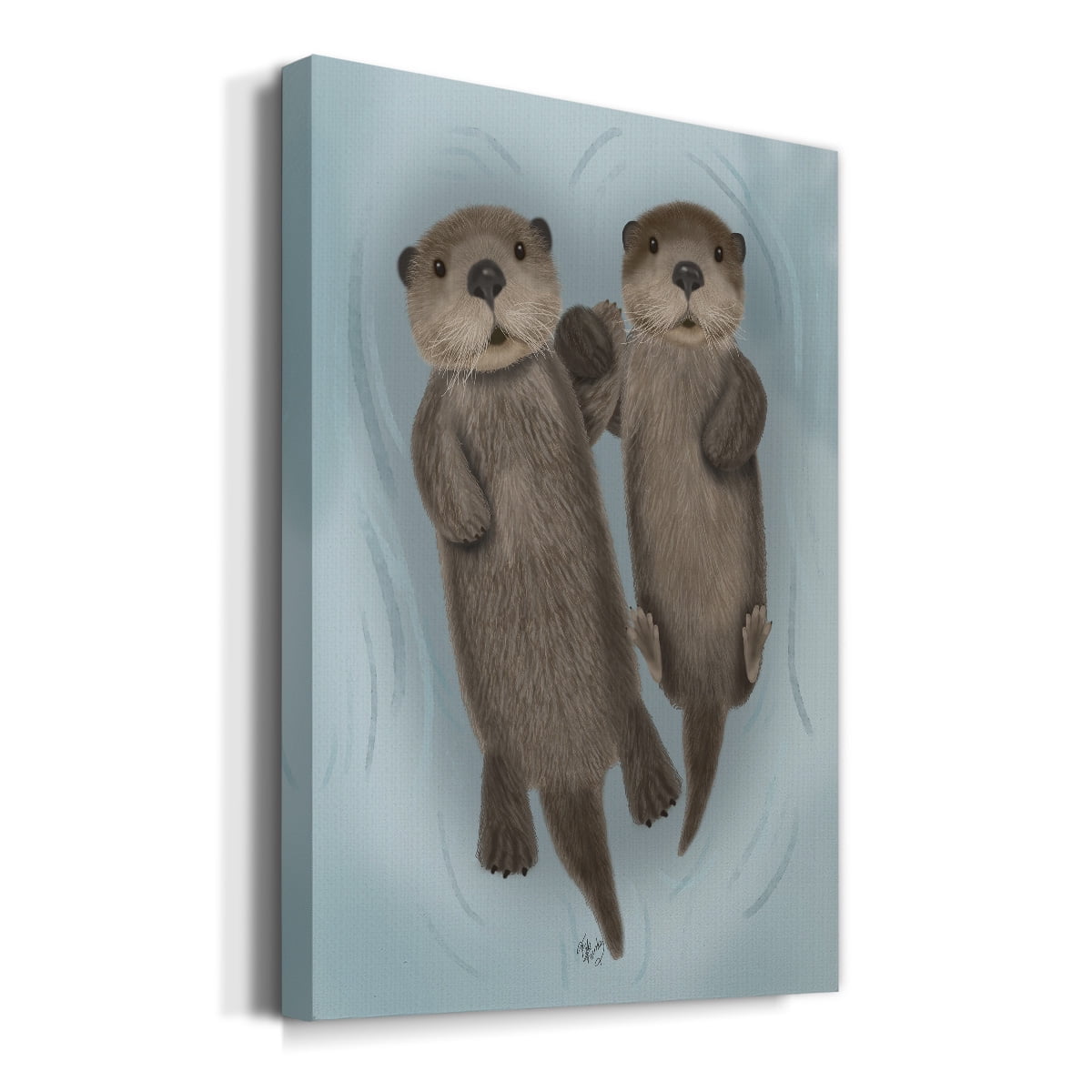 Otters Holding Hands Premium Gallery Wrapped Canvas - Ready to Hang