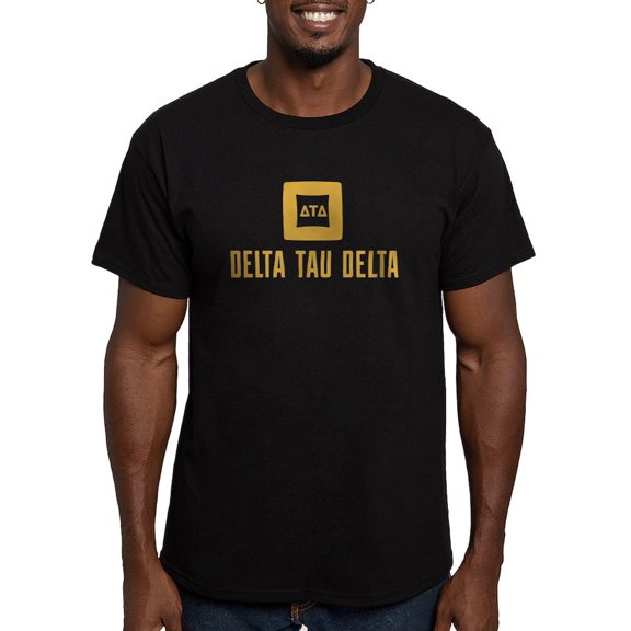 CafePress - Delta Tau Delta Gold Stacked Signature T Shirt - Men's Fitted T-Shirt