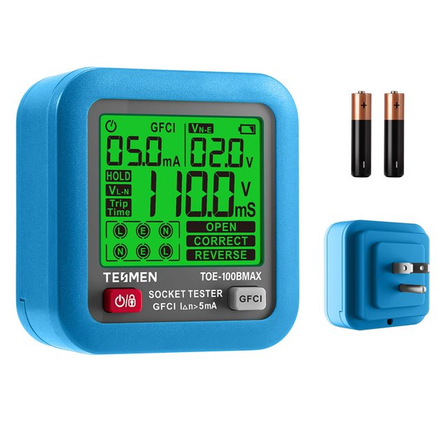 Probador de enchufes TESMEN TOE-100BMAX GFCI Trip Time LCD
