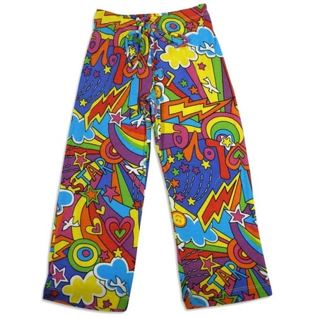 Love Lounger Bee Posh Girls and Ladies / Womens Cozy Knit Pajama Lounge Sleep Pant, 25537 multi love peace / X-Large ()