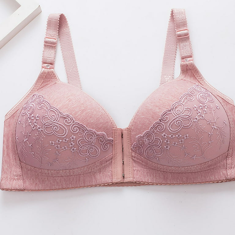 EHTMSAK Front Close Push Up Bra for Women Wirefree Deep Cup Bra Hides Back  Full Back Coverage Bras Pink 36 
