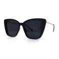 thumbnail image 6 of Womens Oversized Cat Eye Chic Metal Arm Plastic Sunglasses All Black, 6 of 9