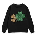 thumbnail image 2 of HXWCHs Affordable girls' sweatshirts Girls St Patricks Day Graphic Print Crewneck Sweatshirt Cute Drop Shoulder Long Sleeve Pullover top Black 4-5 Years, 2 of 4