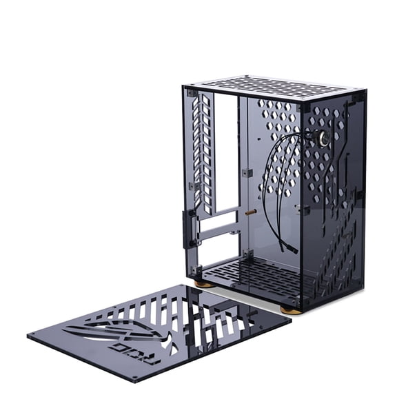 Mini Portable Small Computer Case Plexiglass Shell Compact PC Case Desktop PC Case Mini-ITX Motherboard  Power Supply