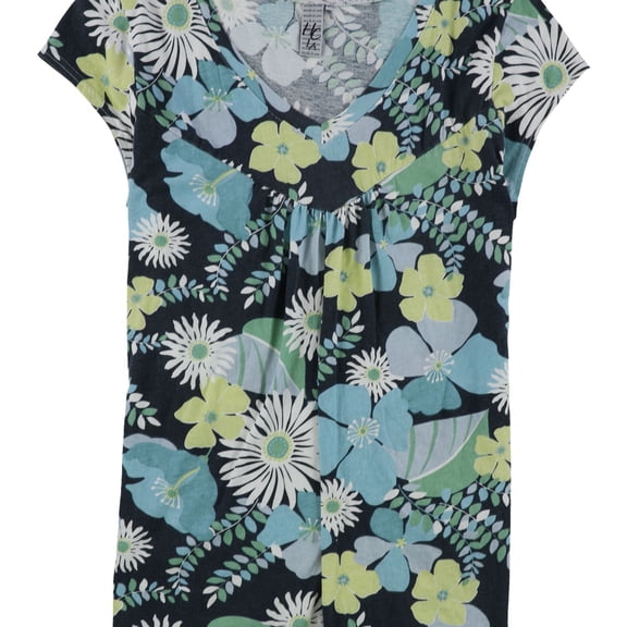 HC LA Womens Cap Sleeve Baby Doll Blouse, Blue, Petite, PS