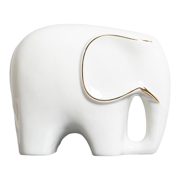 Estatua de elefante de cerámica hecha a mano, decoración, escultura, figurita, arte artesanal, animal Blanco L