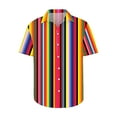 thumbnail image 4 of ZQUUVOU Men's T-Shirt Stripe Casual Short Sleeve Turndown Collar Button Shirt (D-Multicolor,3XL), 4 of 5