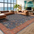 thumbnail image 1 of Hazo Haus Washable Navy Blue Living Room Rug, 7x10 Area Rug for Bedroom, Dining Table Rugs - Low Pile Non-Slip Rubber Backing Stain Resistant Rug - Aethestic Boho Home Decor, 1 of 7