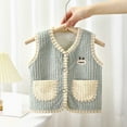 thumbnail image 2 of Odeerbi Infant Boys Girls Fleece Vest Fall Winter Thermal Gilet Children's Fashion Casual Plush Warm Sleeveless Jacket Coat Infant Clothes Green, 2 of 4