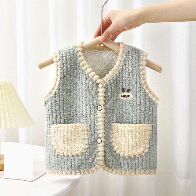 RXIRUCGD Peluche à la Mode pour Enfants, Chaude et Décontractée, avec Veste en Peluche ( Vert, Taille : 1 An )