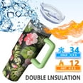 thumbnail image 2 of Travel 40oz Hawaii Tropical Plants Tumblers with Lids Straws Hawaii Tropical Plants Tumbler with Handle Flip Straw Lid Vacuum Insulated Leak Proof Stainless Steel, 2 of 5