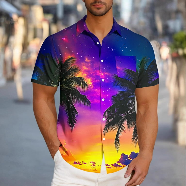 UVEASISHA Floral Shirts for Men Big and Tall Hawaiian Shirt Summer