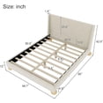 thumbnail image 2 of Queen Size Platform Bed Frame,Modern Boucle Upholstered Platform Bed with Wingback Headboard and Round Wooden Legs,No Box Spring Needed, 2 of 6