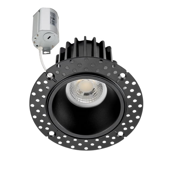 Maxxima 2 in. Trimless Slim Round Recessed Anti-Glare LED Downlight, Black, Canless IC Rated, 600 Lumens, 5 CCT 2700K-5000K