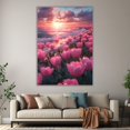 thumbnail image 6 of Mudket Pink Tulips on Beach Sunset Canvas Wall Art, Framed Ready to Hang, Romantic Floral Landscape Wall Decor for Living Room Bedroom Bathroom, Nature Flower Print - 12"L x 8"W, 6 of 10
