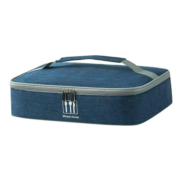 Bolsa térmica portátil con doble cremallera para el almuerzo, ideal para mujeres y hombres. Azul M