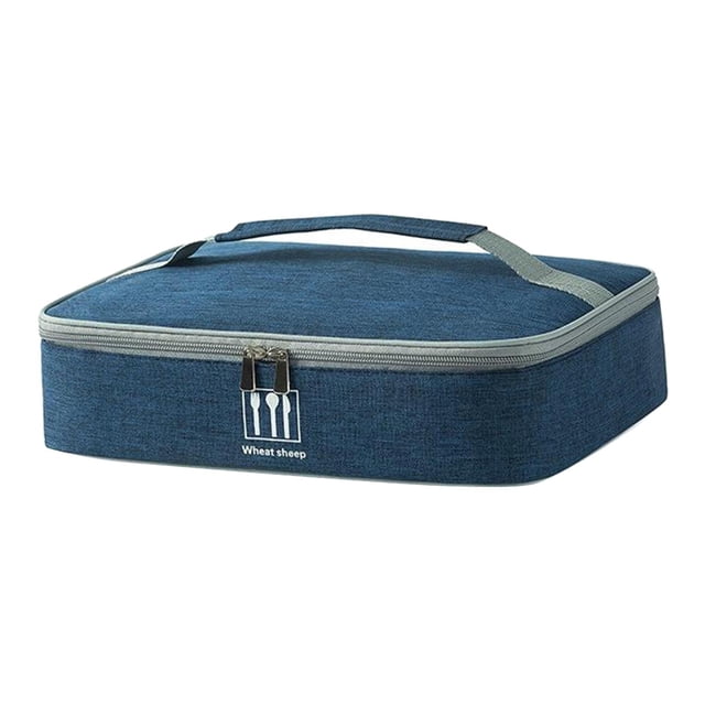 Bolsa térmica portátil con doble cremallera para el almuerzo, ideal para mujeres y hombres. Azul M