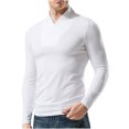 thumbnail image 1 of Hombres Sólido Casual Pullover Manga larga Cuello en V Cerca del cuerpo Sin capucha Camisa Blusa Pompotops oipoqjl17050, 1 of 2