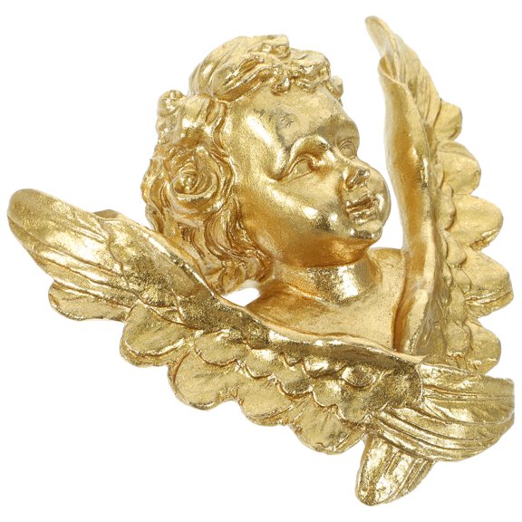 HAMPPLIES 10.5 Inch Golden Resin Angel Figurine Wall Decor Vintage Style for Indoor Outdoor Home and Office Decoration
