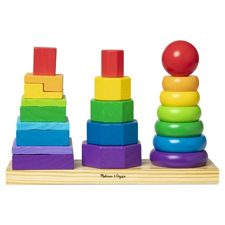 Melissa & Doug Geometric Stacker - Wooden Educational Toy