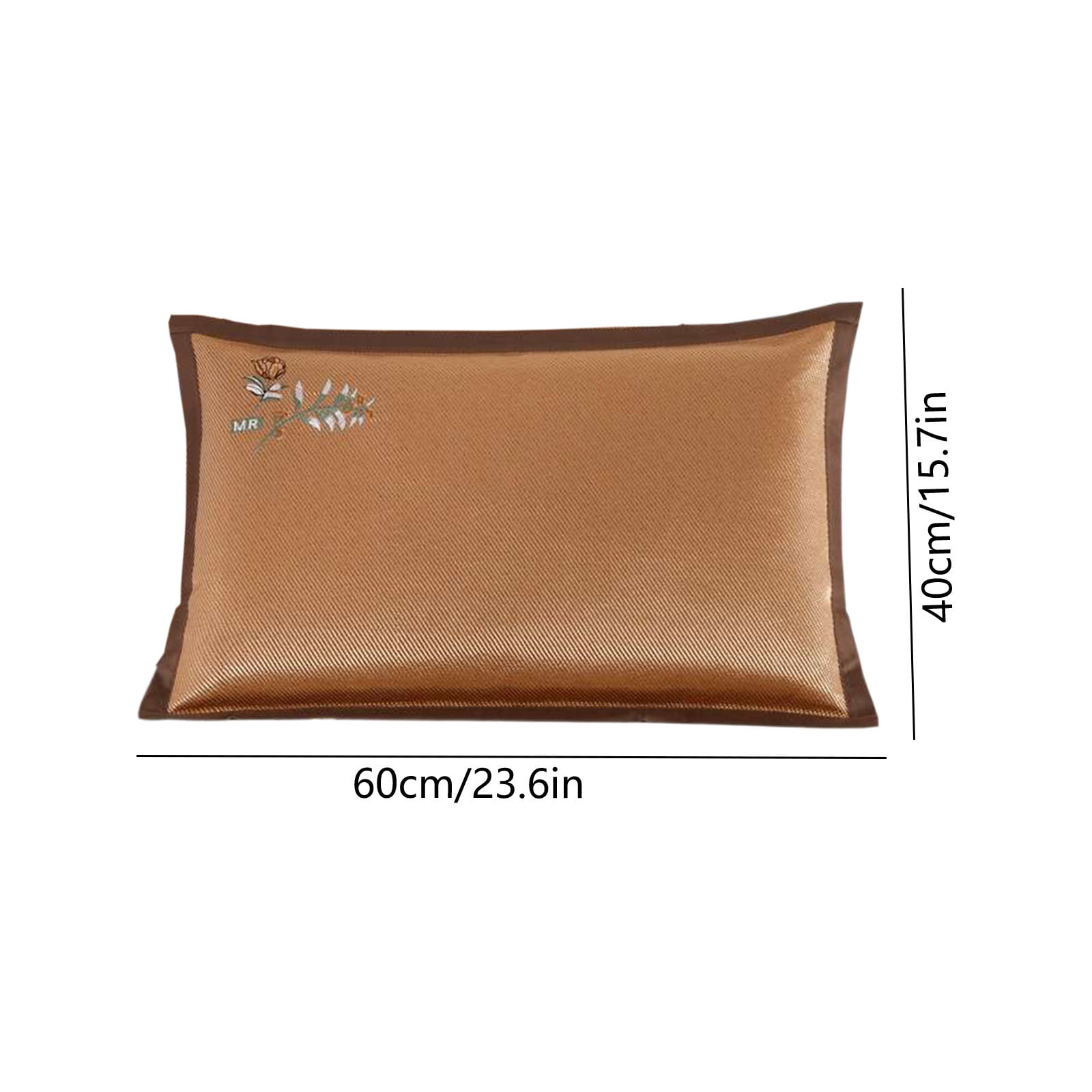 HAJAGP Double-Sided Cooling Ice Silk Pillowcase in Gold, Rattan & Embroidery Summer Breathable Home Pillow Cover for Hot Sleepers