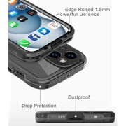 Compatible for iPhone 15 Case Waterproof, Full Body Underwater Dustproof Shockproof Case Built-in Screen Protector - Clear