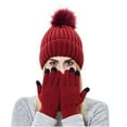thumbnail image 2 of Homenesgenics Winter Hat for Women under $10 Unisex Fashion Solid Color Plus Velvet Knitted Warm Hat And Gloves Two-piece Set, 2 of 5