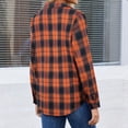 thumbnail image 5 of Dweltoz Plaid Shirts for Women Long Sleeve Button Down Tops With Pockets Casual Dressy Collared Blouses Lightweight Western Shackets Fall Basic Work Shirts,Orange 2XL, 5 of 5