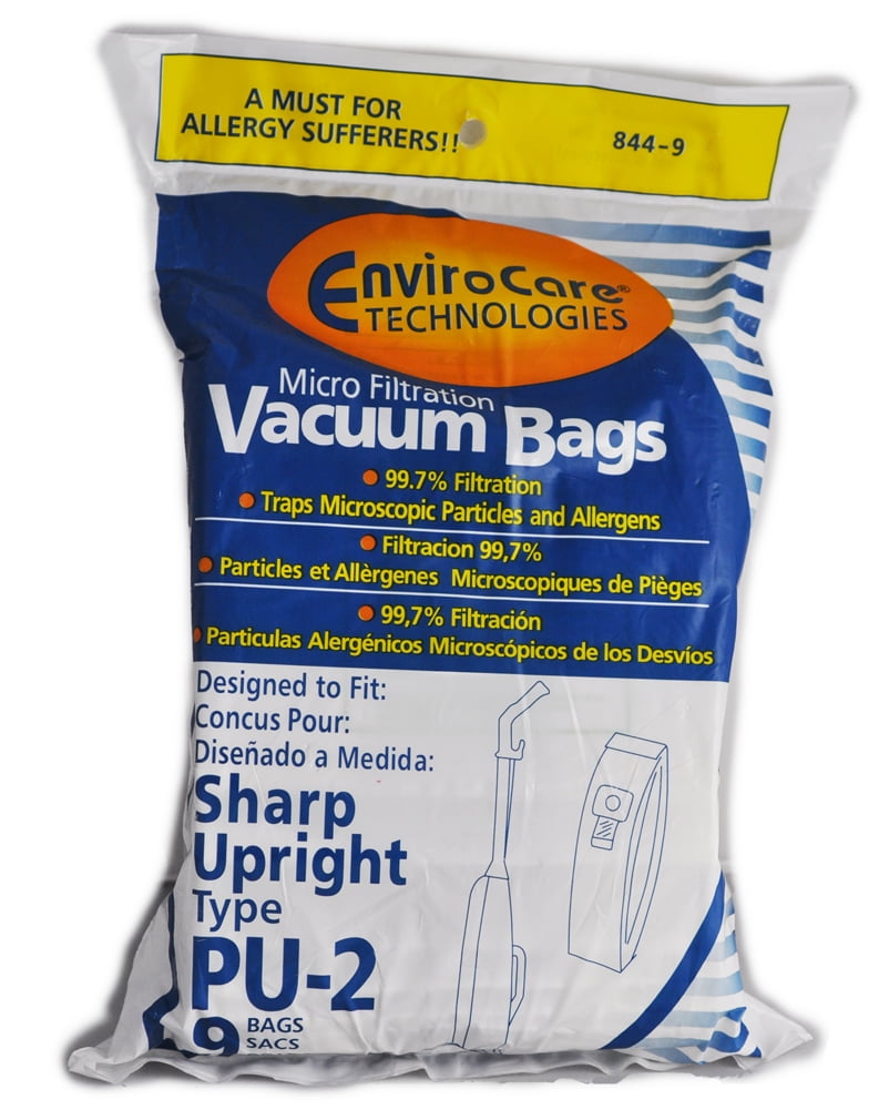 Sharp PU-2 Upright Vacuum Bags-Ultra Allergen Filtration 3Pack 99.7% Filtration 