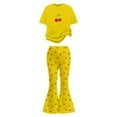 thumbnail image 6 of Glisme Girls Outfit Casual Bow Short Sleeve Top And Flare Pants Comfy Two Piece Set Playwear Stylish Matching Set Size 12-13 Years Yellow, 6 of 6