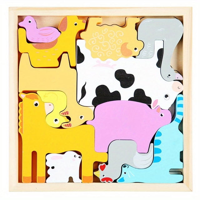 Children's Educational Toys, Wooden Three-dimensional Puzzle, Creative Theme, Early Education Building Block Toys For Boys And Girls