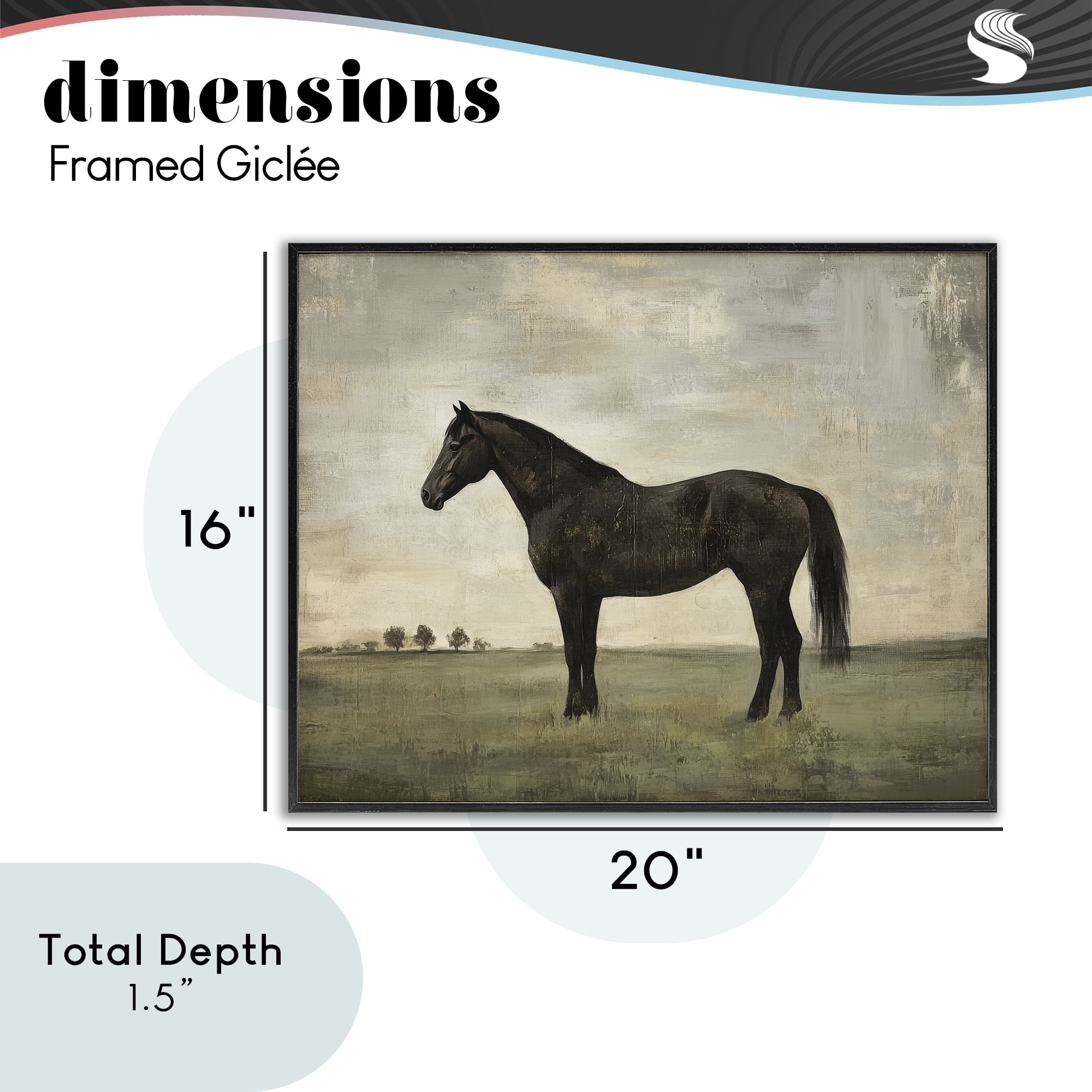 Stupell Industries Distressed Horse Portrait Black Framed Giclee Art, design by Petal Prints Design