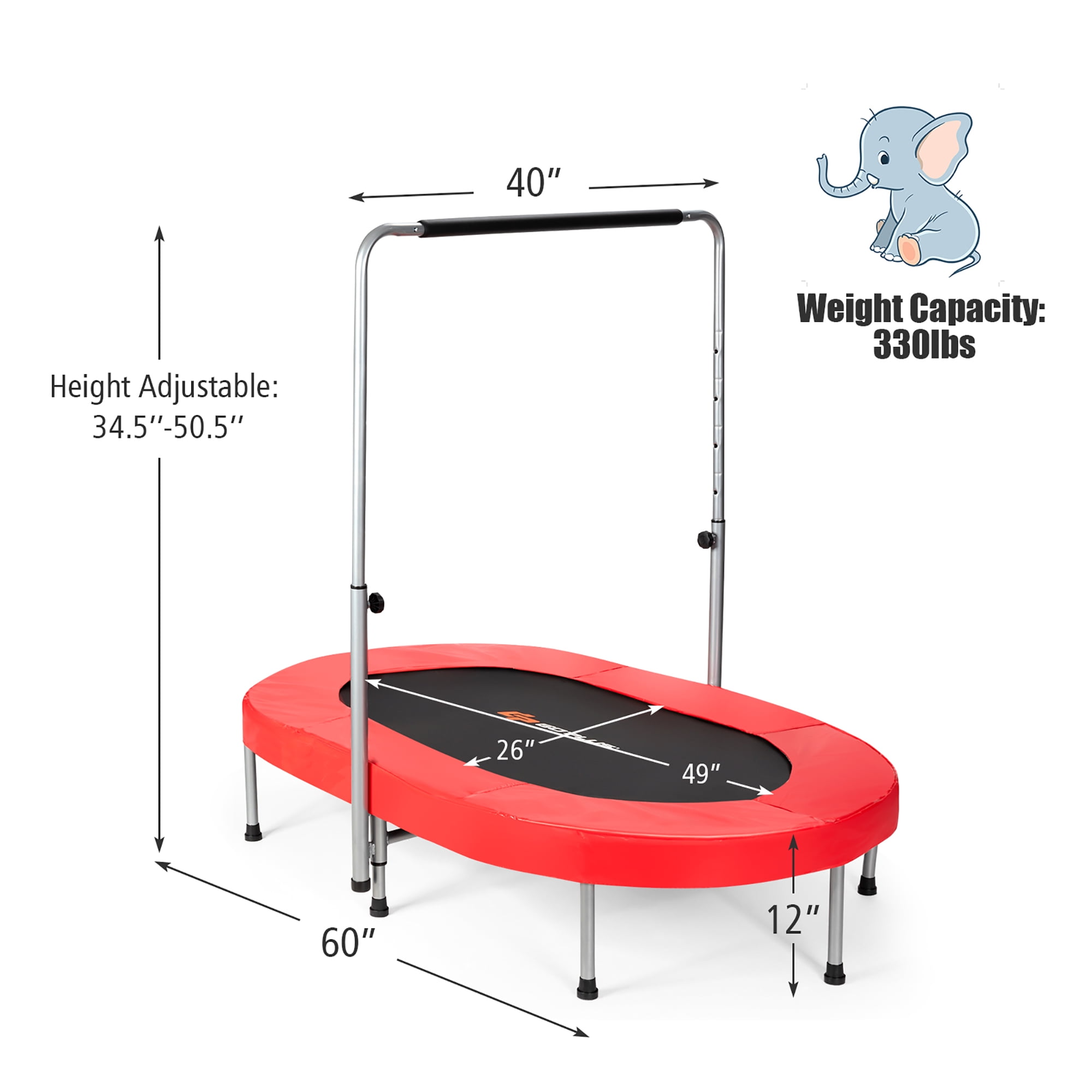 Charge Maximale 120KG Filet de S/écurit/é GOPLUS Trampoline Int/érieur//Ext/érieur pour Enfants Adultes avec /Échelle Tapis de Saut et Poteaux Recouverts pour Fitness