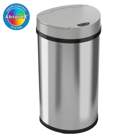 iTouchless Stainless Steel Sensor Trash Can with AbsorbX Odor Control 13 gallon Silver IT13HX