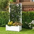 thumbnail image 4 of Aimee Lii Outdoor Planter Box Self-Watering Raised Garden Bed Trellis with Water Level Indicator, Garden Beds Outdoor for Vegetables, Flowers, Herbs-White, 4 of 10