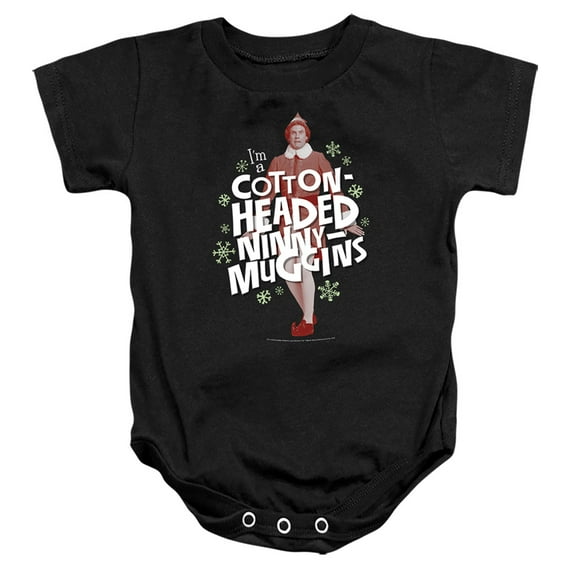 Elf Cotton-Headed Ninny Muggins Unisex Infant Snap Suit for Baby (24 Months) Black