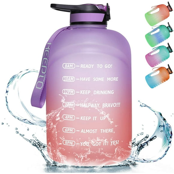 1 Gallon Motivational Water Bottle - 128oz BPA Free Water Bottle with Time Marker & Straw, Leakproof Water Jug with Handle, Large Capacity Sports Water Track Bottle Ensure You Drink Enough Water Daily