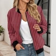 thumbnail image 2 of Bomber Jacket Women, Yigetop Bomberjacke Damen Kurze Blouson Jacke Casual Pilotenjacke Langarm Outwear Zip Up Solid Leichte Coat Sweatjacke Women Bomber Jacket Red M, 2 of 5