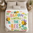 thumbnail image 5 of Bee Garden Whimsical Cartoon Bees Flowers, Festive Botanical Garden Scene, Warm Flannel Blanket for Sunroom and Reading Nook, Garden Lovers Valentine's Day Gift, Botanical Home Decor, 5 of 9