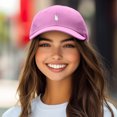 thumbnail image 3 of Dalix Lil Peace Sign Embroidered Cotton Cap Outdoor Dad Hat Womens in Light Pink, 3 of 4