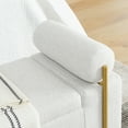 thumbnail image 6 of 44" Linen Storage Bench with Cylindrical Arms, Upholstered Entryway Bench with Padded Seat, Luxurious End of Bed Bench, Shoe Changing Stool with Gold Metal Legs, for Hallway Living Room Bedroom, 6 of 9