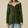 thumbnail image 4 of Rain Jacket Women Waterproof Windbreaker Lightweight Rain Jackets with Pockets Striped Lined Raincoats with Hood Army Green XXL, 4 of 6