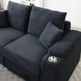 thumbnail image 4 of Modern Corduroy Upholstered Sofa Loveseat Modular Couch with Storage Ottoman and Cup Holders for Living Room Bedroom Apartment, 4 of 9
